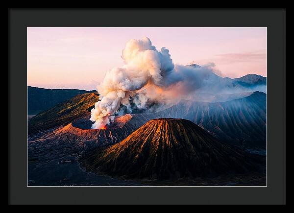 Mount Bromo Eruption At Sunrise