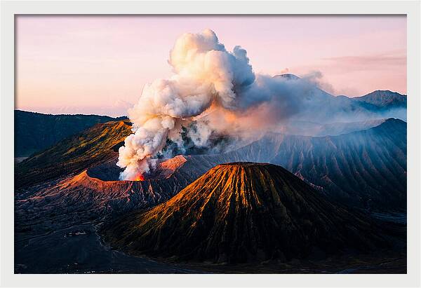 Mount Bromo Eruption At Sunrise