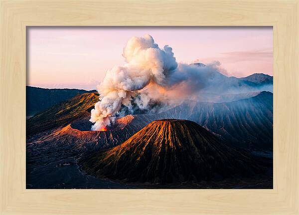 Mount Bromo Eruption At Sunrise