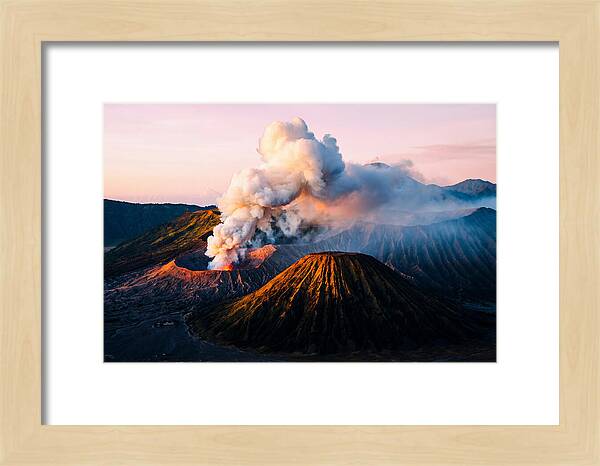Mount Bromo Eruption At Sunrise