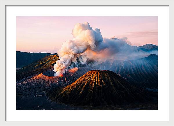 Mount Bromo Eruption At Sunrise
