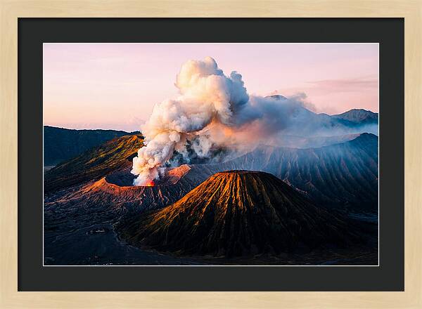 Mount Bromo Eruption At Sunrise