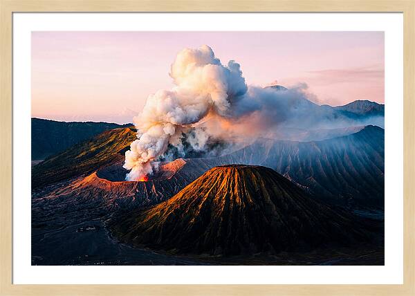 Mount Bromo Eruption At Sunrise