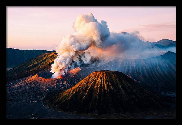 Mount Bromo Eruption At Sunrise