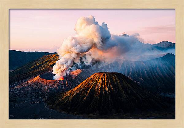 Mount Bromo Eruption At Sunrise