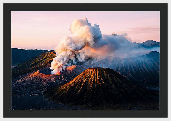 Mount Bromo Eruption At Sunrise
