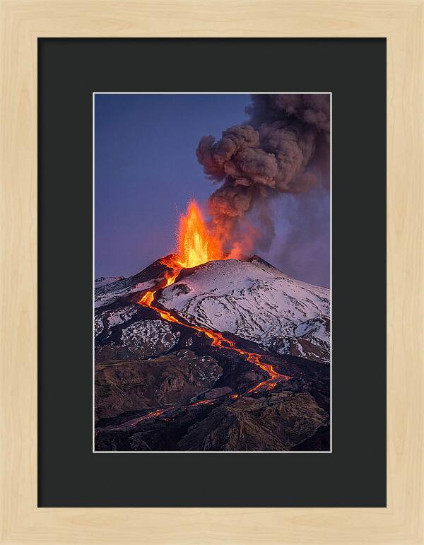 Mount Etna Erupting At Twilight