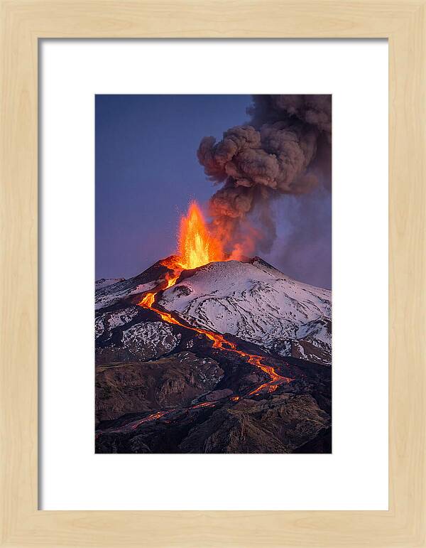 Mount Etna Erupting At Twilight