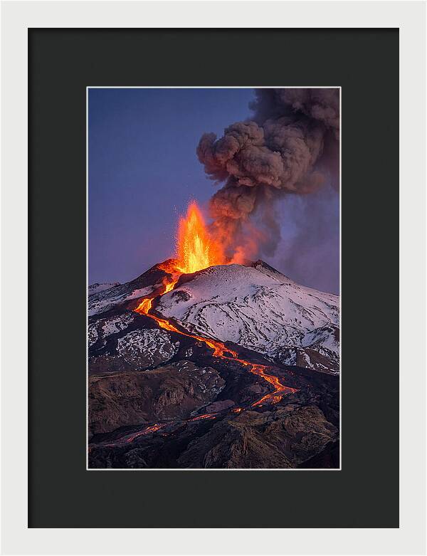 Mount Etna Erupting At Twilight