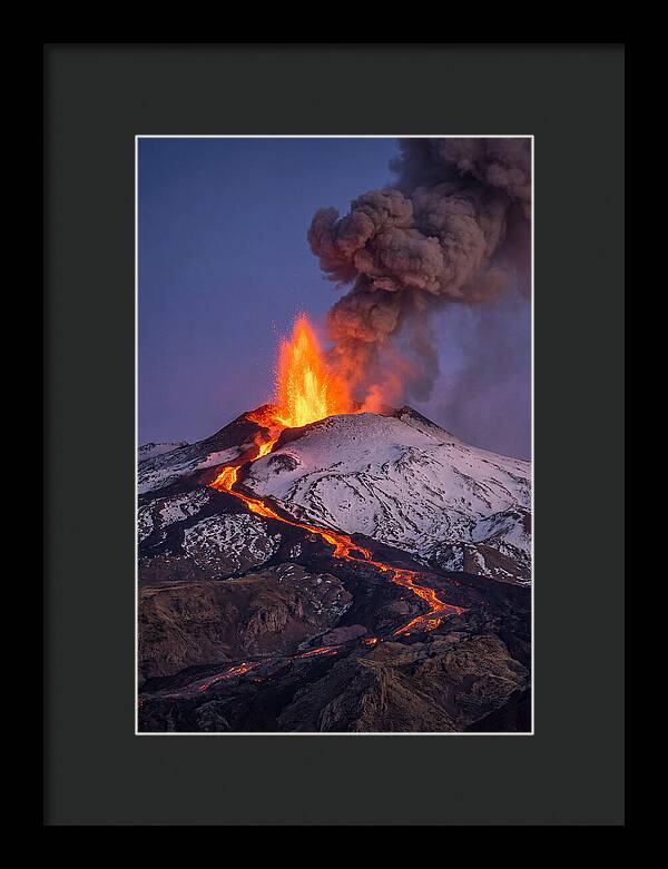Mount Etna Erupting At Twilight