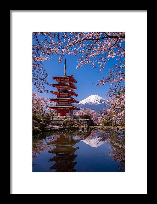 Mount Fuji Reflected In Chureito Pagoda