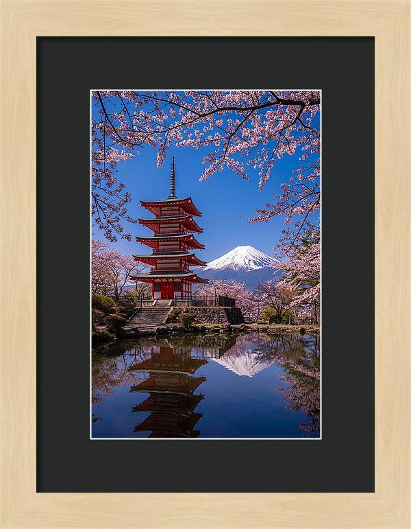 Mount Fuji Reflected In Chureito Pagoda