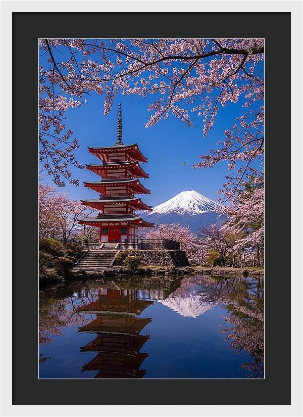 Mount Fuji Reflected In Chureito Pagoda