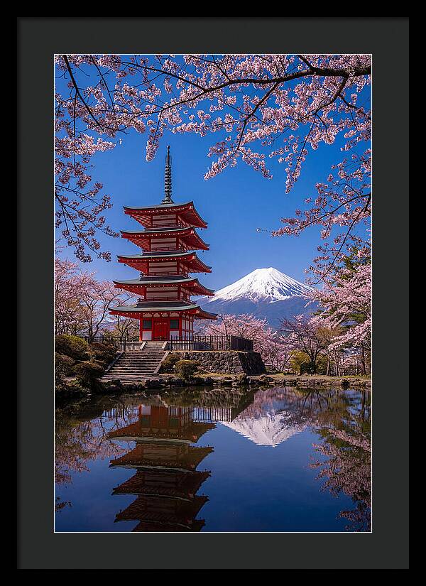 Mount Fuji Reflected In Chureito Pagoda