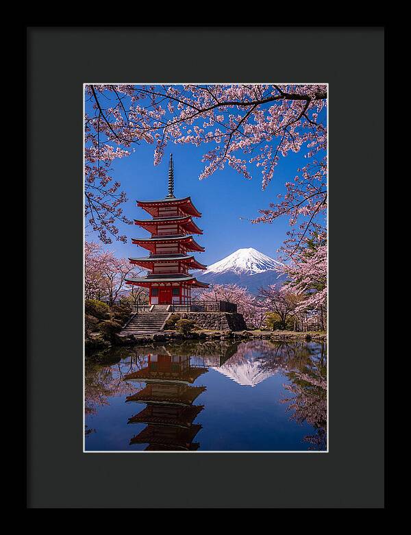 Mount Fuji Reflected In Chureito Pagoda