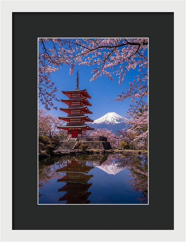 Mount Fuji Reflected In Chureito Pagoda