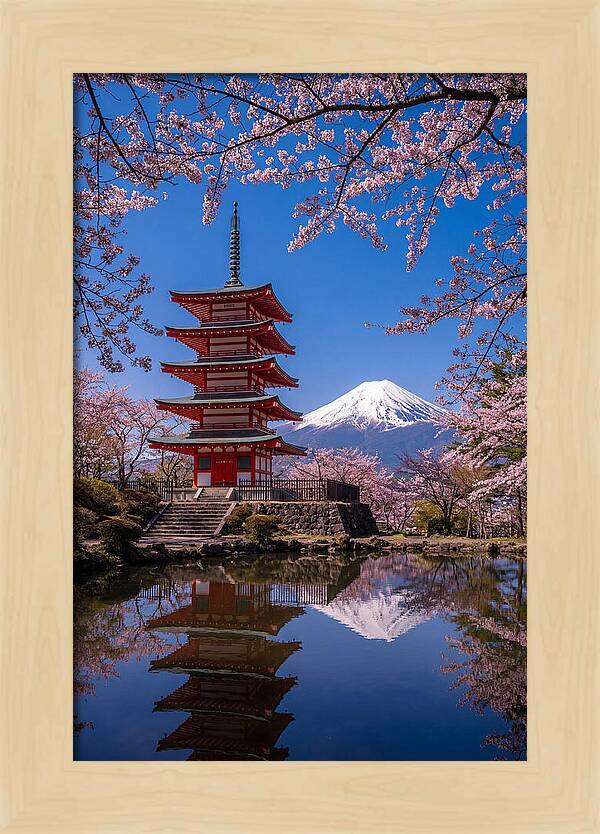 Mount Fuji Reflected In Chureito Pagoda