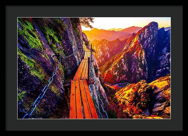 Mount Hua Plank Walk At Sunset