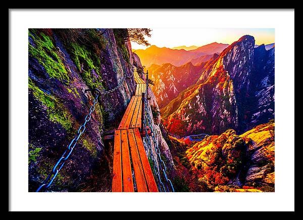 Mount Hua Plank Walk At Sunset