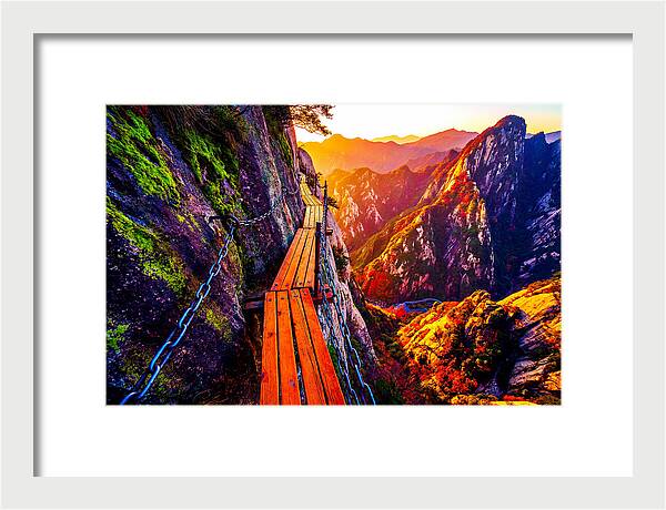 Mount Hua Plank Walk At Sunset