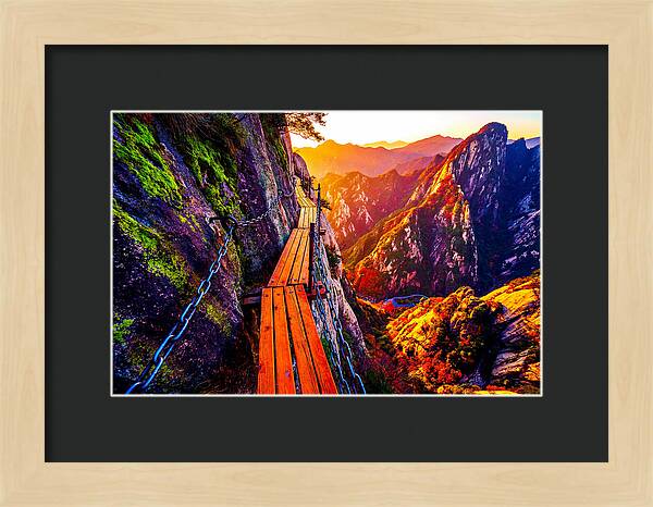 Mount Hua Plank Walk At Sunset