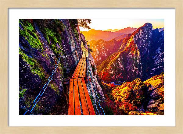 Mount Hua Plank Walk At Sunset