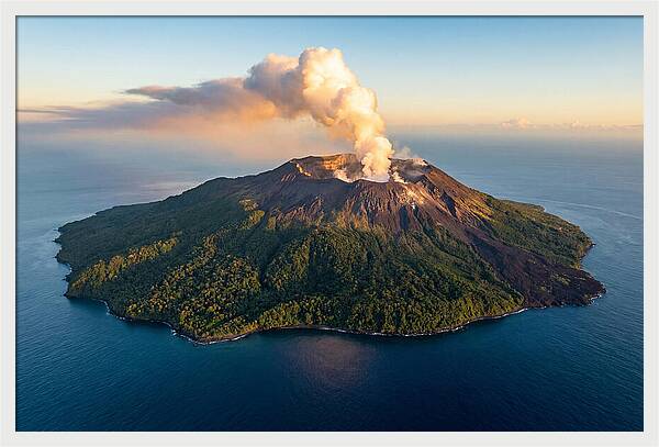 Mount Karthala Erupting Over Ocean