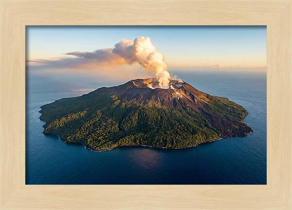 Mount Karthala Erupting Over Ocean