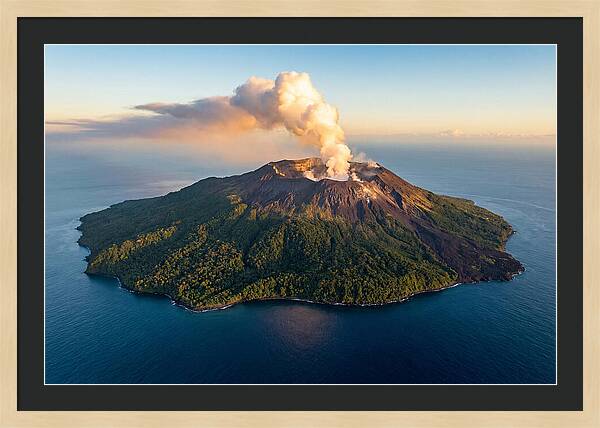Mount Karthala Erupting Over Ocean