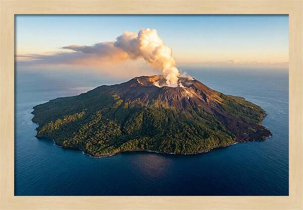 Mount Karthala Erupting Over Ocean