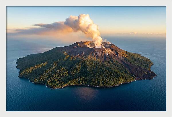 Mount Karthala Erupting Over Ocean