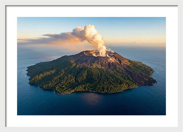 Mount Karthala Erupting Over Ocean