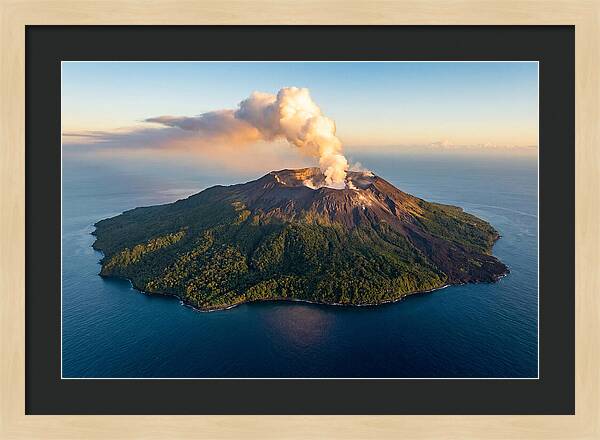 Mount Karthala Erupting Over Ocean