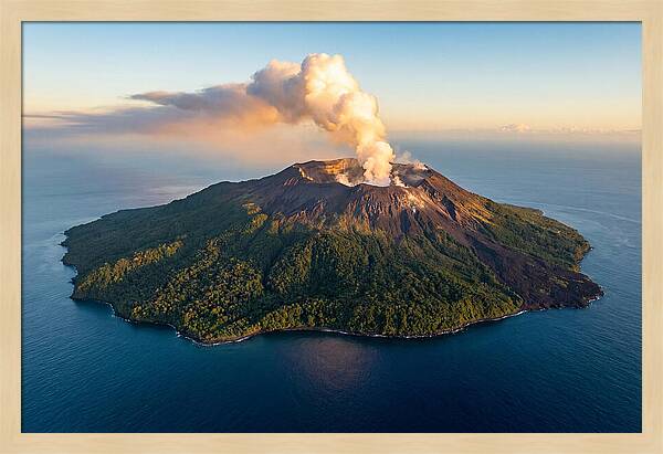 Mount Karthala Erupting Over Ocean