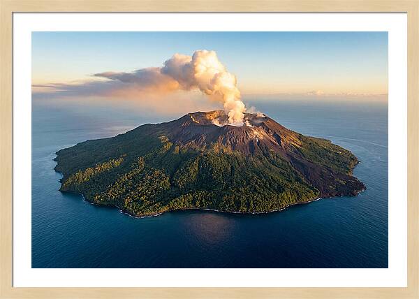 Mount Karthala Erupting Over Ocean