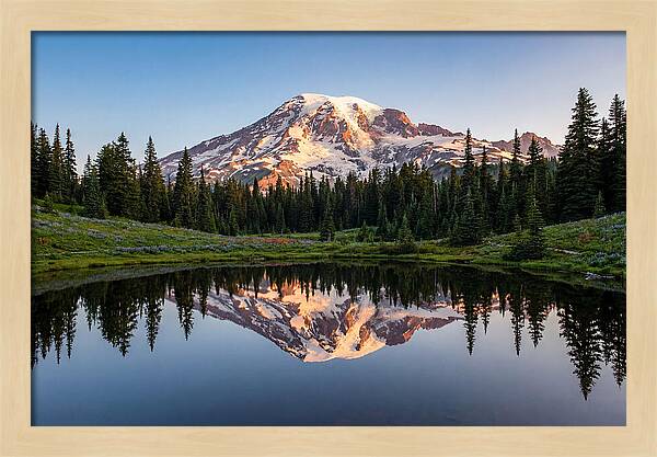 Mount Rainier Reflection At Dawn