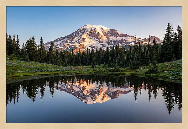 Mount Rainier Reflection At Dawn