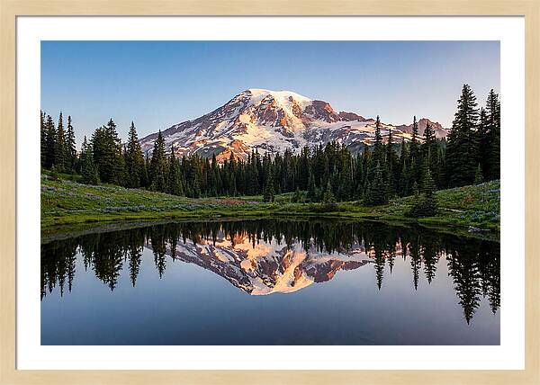 Mount Rainier Reflection At Dawn
