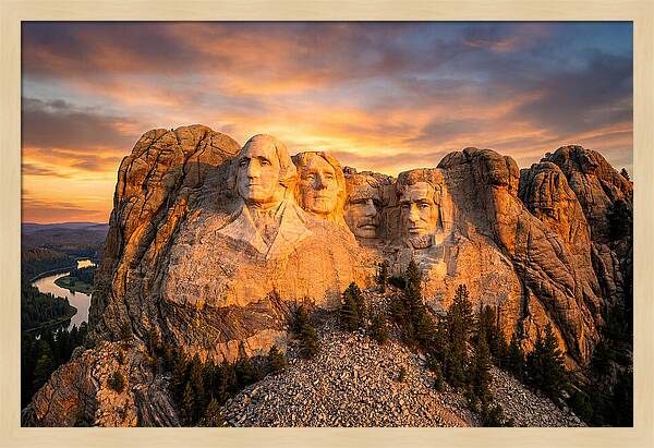 Mount Rushmore At Sunset