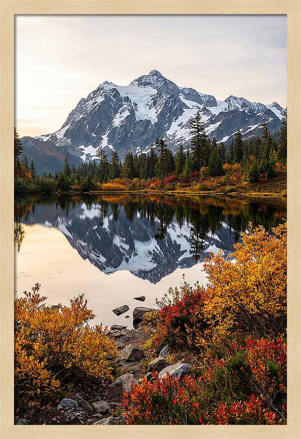 Mount Shuksan Reflected In Autumn
