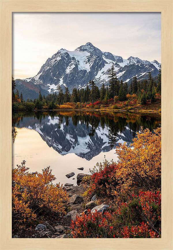 Mount Shuksan Reflected In Autumn