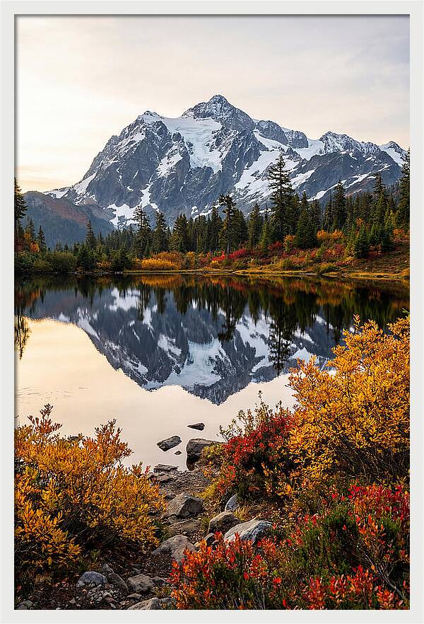 Mount Shuksan Reflected In Autumn