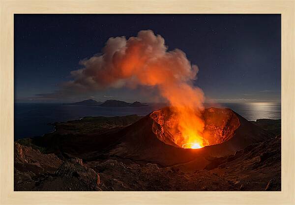 Mount Yasur Erupting At Night