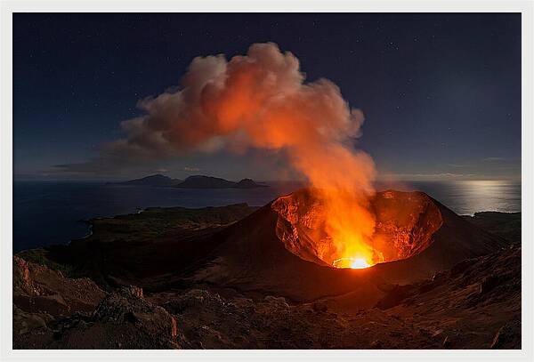 Mount Yasur Erupting At Night