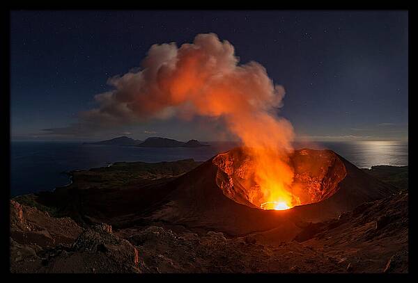 Mount Yasur Erupting At Night