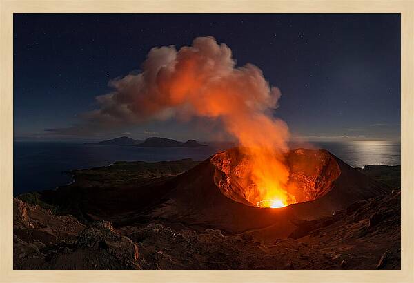 Mount Yasur Erupting At Night