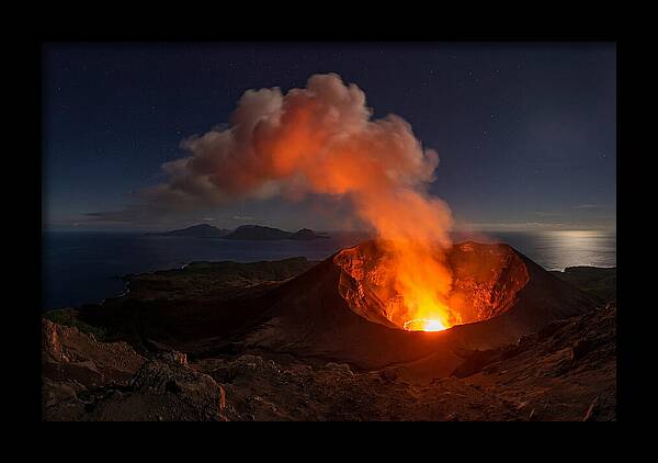 Mount Yasur Erupting At Night