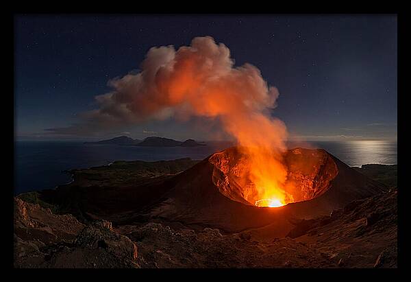 Mount Yasur Erupting At Night