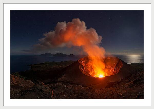 Mount Yasur Erupting At Night