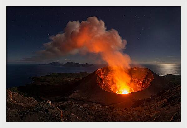 Mount Yasur Erupting At Night